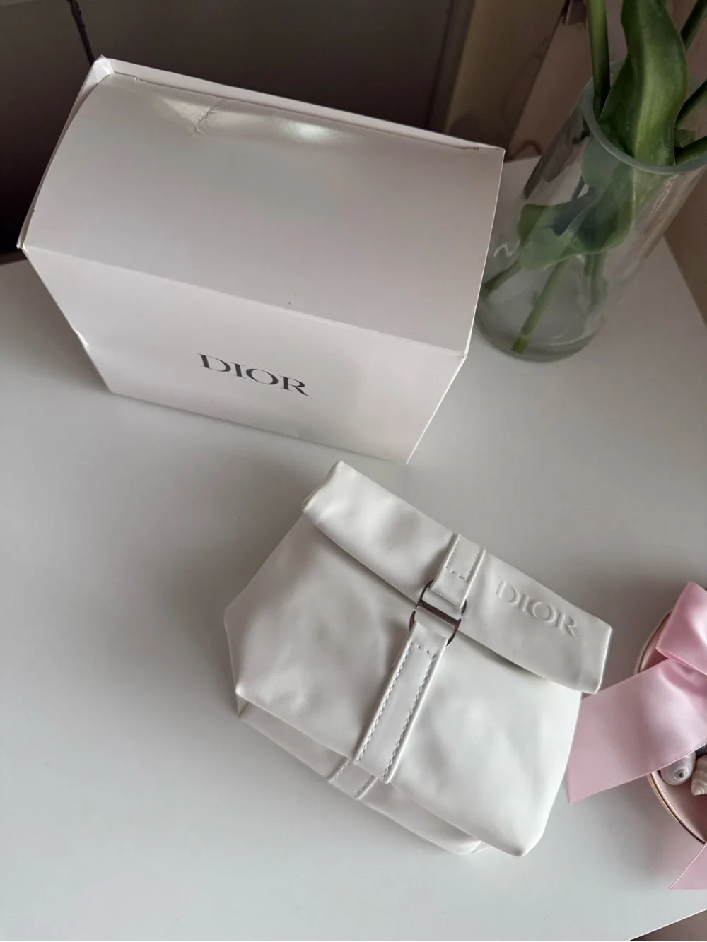 Dior White pouch bag